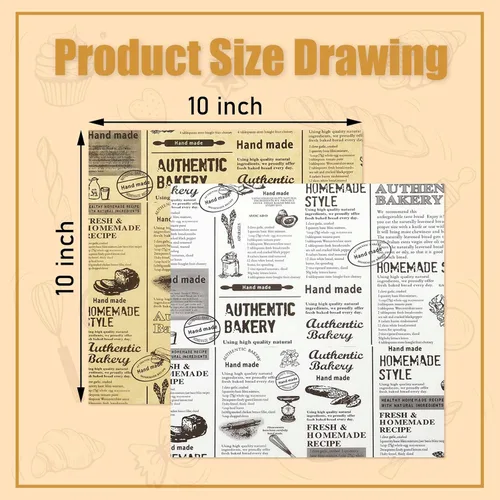 Miniatura 2 de 400 piezas de hojas de papel para alimentos, hojas de papel premium para delicatessen de 10"x10", resistentes al agua y a la grasa, forros a prueba