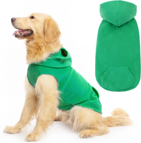 Miniatura 14 de EXPAWLORER - Sudadera de forro polar con capucha para perros, chaleco de suéter a cuadros para mascotas, ropa de otoño e invierno con anillo