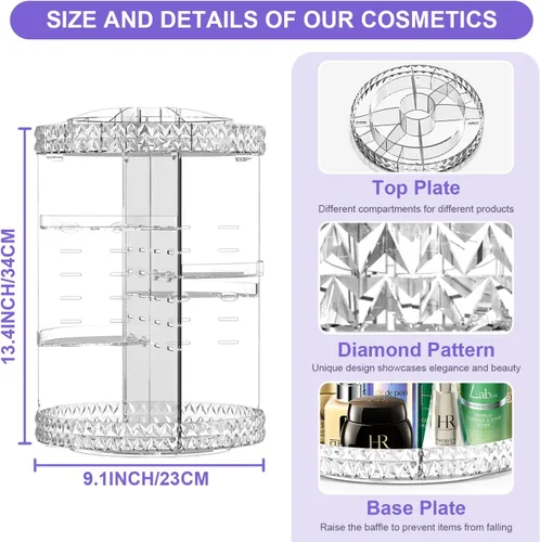 Miniatura 2 de TiKenSo Organizador de Maquillaje Giratorio de 360°, Organizador de Cosméticos Organizador Giratorio de Maquillaje Transparente 6 Capas Ajustables