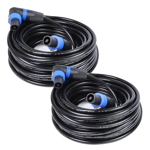 Miniatura 19 de HBU Paquete de 1 cable Speakon a Speakon de 3 pies (4 conductores, 12 AWG), 1 cable macho NL4FC de 3 pies de altavoz, Pro PA DJ Studio, escenario