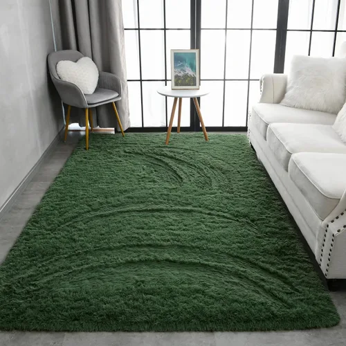 Miniatura 7 de Pettop Alfombra de Área Esponjosa Verde Profundo para Dormitorio Sala de Estar, 3x5 Pies Alfombras Shaggy de Felpa Super Suaves y Peludas para Niñas