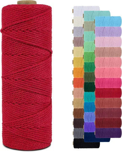Miniatura 135 de Cuerda de macramé de 0.079 in para 219 yardas, cuerda de algodón natural para manualidades, hilo de cuerda de macramé de colores para colgar