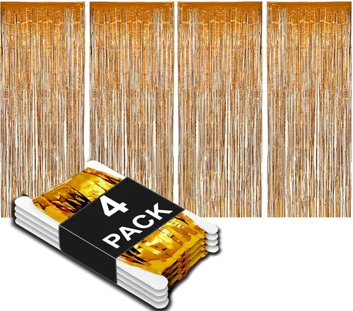Miniatura 23 de Allgala 4PK Metálico Oropel-Fiesta Foto Telón Cortinas Puerta Franja Decoración-Turquesa-BD52312