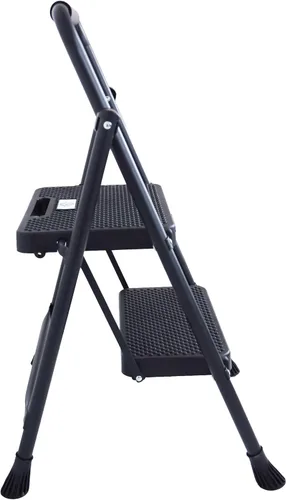 Miniatura 3 de Elevon Taburete plegable con pedal antideslizante ancho, escalera de acero resistente de 330 libras, 2 escalones