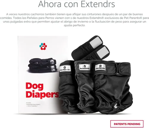 Miniatura 2 de Pet Parents - Pañales lavables para perros (3 unidades), pañales duraderos y de alta calidad para machos y hembras