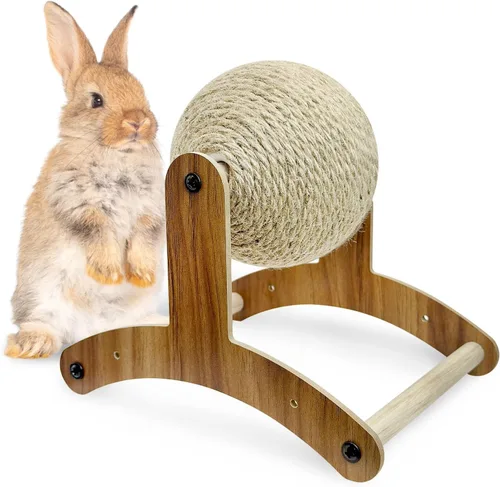 Miniatura 8 de Fhiny Juguete rascador de conejo, bola rascador de conejo de sisal natural con almohadilla de cartón, 2 en 1, rascador de garra de conejo, juguetes