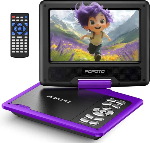 Miniatura 10 de POFOTO Reproductor de DVD portátil de 9.5 pulgadas para niños y automóvil con pantalla giratoria de 7.5 pulgadas, tiempo de trabajo de 4 a 6 horas
