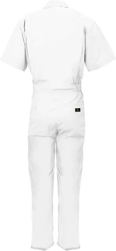 Miniatura 3 de Natural Uniforms Overol de manga corta con cremallera para hombre, resistente a las manchas y a las arrugas (blanco, talla M)