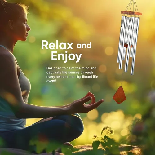 Miniatura 3 de Campanillas de Viento Nature's Melody Premiere Grande Tunes – Campanillas de Viento para Exteriores con 6 Tubos Afinados en Escala Pentatónica