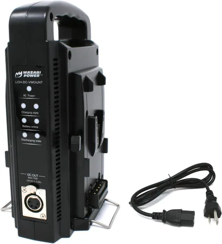 Wasabi Power Cargador dual para montaje en V/V Lock Cargador de batería con salida de fuente de alimentación DC 16.8V compatible con cualquier