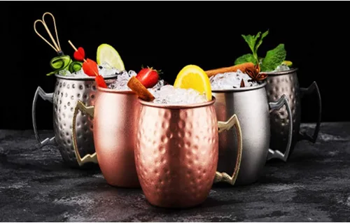 Miniatura 7 de Hoshen Moscow M Cup Vaso de cerveza, cóctel chapado en cobre, taza de metal, 18 onzas, taza de acero inoxidable chapado en cobre, adecuado