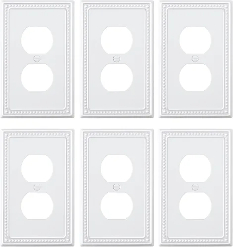 Miniatura 45 de Paquete de 4 placas de cubierta para interruptor de luz de palanca individual, cubiertas decorativas de perlas, placa de pared de metal almendra