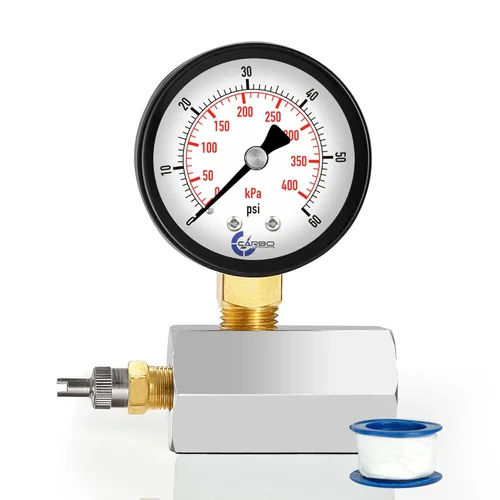 Miniatura 12 de Manómetro de Presión de Prueba de Gas 60 Libras, 60 PSI / 400 kPa, Conexión FNPT de 3/4", Válvula de Latón, Ensamble de Cuerpo con Forma de Campana