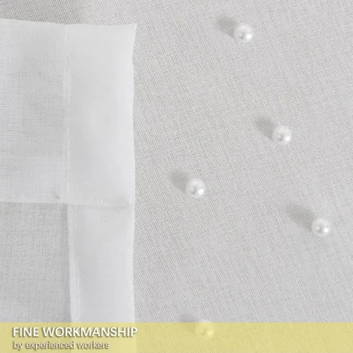 Miniatura 7 de Cortinas traslúcidas blancas de gasa con perlas blancas, paneles de tratamiento de ventanas, hermosas cortinas de gasa elegantes para sala de estar