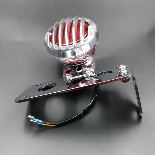 Miniatura 7 de Parrilla de motocicleta, lámpara de luz trasera para Harley Honda, Kawasaki, Suzuki, Yamaha, Triumph, Victory, XL, FL CB, Cafe racer, Bobber Cromado