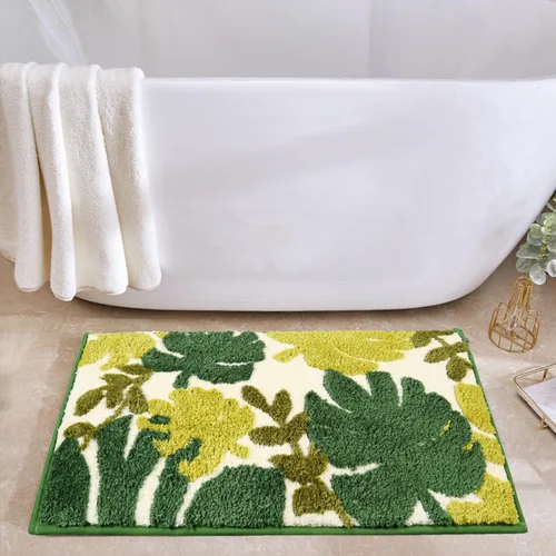 Miniatura 11 de Hi Space Alfombras de baño de 24 x 16 pulgadas con hojas para baño, antideslizante, lavable a máquina, suave, absorbente, bonita alfombra de baño