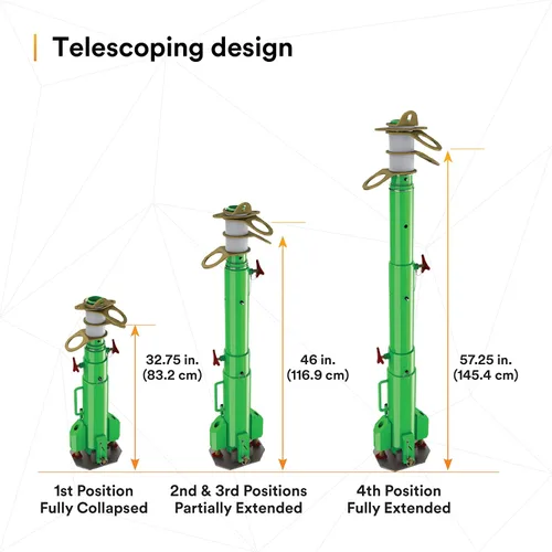 Miniatura 7 de 3M DBI-SALA Advanced 8516691 - Sistema de espacio confinado, portátil, telescópico con 3 puntos de anclaje giratorios independientes de 360 grados