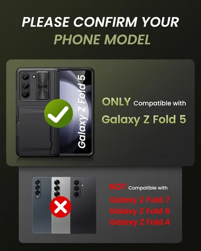 Miniatura 2 de Funda para Samsung Galaxy Z Fold 5 con tarjetero y cubierta para cámara deslizante, protector de pantalla integrado y protección de bisagra, funda