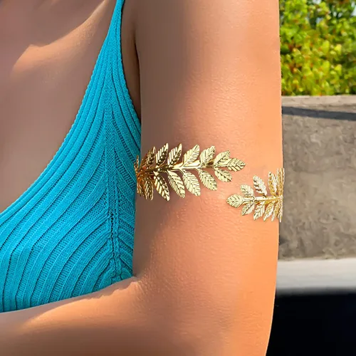 Miniatura 4 de THUNARAZ Gold Arm Cuff Bracelet for Women Arm Bracelet Upper Arm Band Bangle Bracelet Minimalist Simple Adjustable Greek Armlet Wedding Party Jewelry