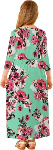 Miniatura 55 de 21KIDS Vestido largo floral de manga larga 3/4 con bolsillos para niñas de 6 a 12 años