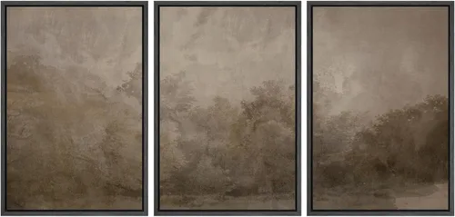 Miniatura 29 de SIGNWIN Lienzo enmarcado para pared, arte con pinceladas de flujo neutro en tonos beige abstractos, ilustraciones, arte moderno, decorativo