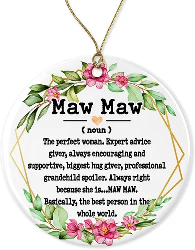 Adorno de sustantivo de maw maw, regalo de Navidad y día de la madre, recuerdo de definición, impreso en un lado