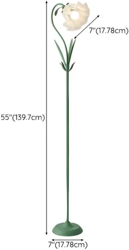 Miniatura 9 de RUNNUP Lámpara de pie moderna, lámpara alta con forma de flor de 1 luz con pantalla acrílica, lámpara alta para sala de estar, dormitorio, Negro