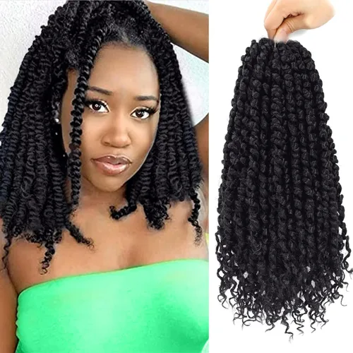 Miniatura 7 de 9 paquetes de cabello pretrenzado Passion Twist de 10 pulgadas, cabello de ganchillo Passion Twist con ombre marrón, trenzas de ganchillo bohemio