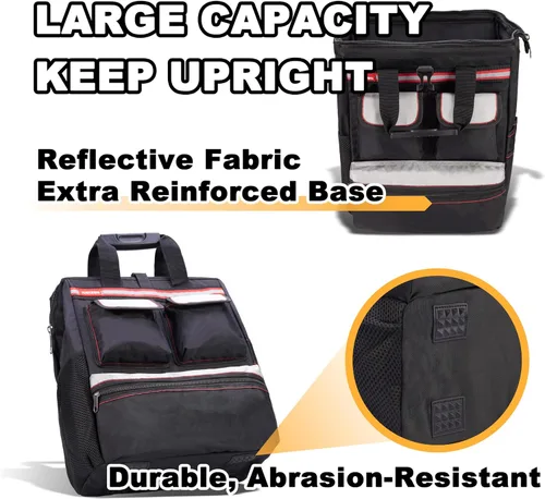 Miniatura 2 de Mochila para herramientas con respaldo acolchado para electricista, fontanero y reparador de cables y climas Negro