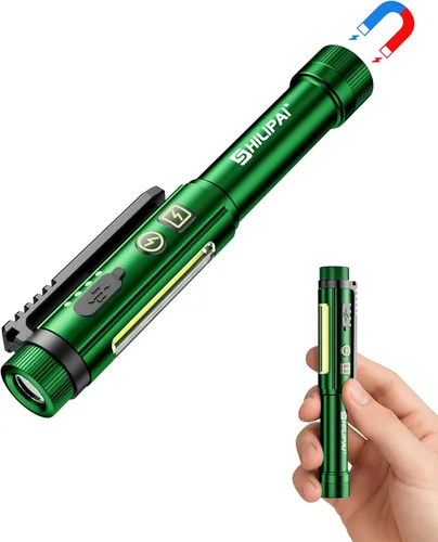 Miniatura 11 de Linterna, luz de trabajo recargable de 600 lúmenes, luz LED COB con clip magnético, linterna de bolsillo de 8 modos para enfermera, emergencia, EDC