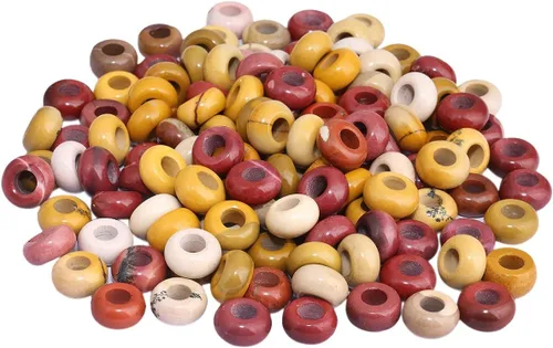 Miniatura 14 de SUNYIK Abalorios sueltos de jade amarillo con agujero grande (0.236 pulgadas), cuentas europeas para pulseras y joyas, paquete de 20 Jade