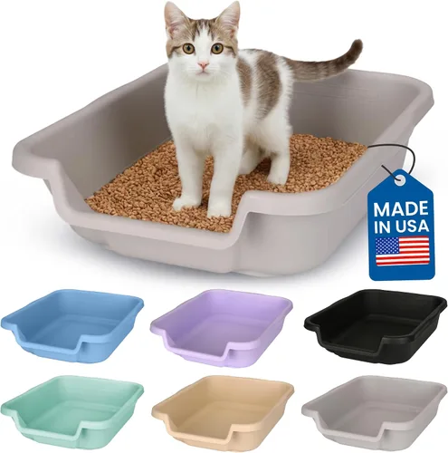 Miniatura 42 de KittyGoHere - Caja de arena para gatos mayores, sartén pequeña con cuchara jumbo de mango largo, caja de arena para gatos de entrada baja, ligera