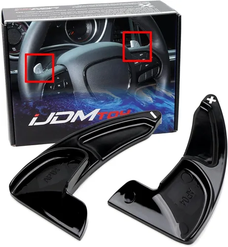 iJDMTOY Extensiones de paleta grandes con acabado en negro brillante compatibles con Dodge Challenger Charger Durango, Grand Cherokee, 300/300C