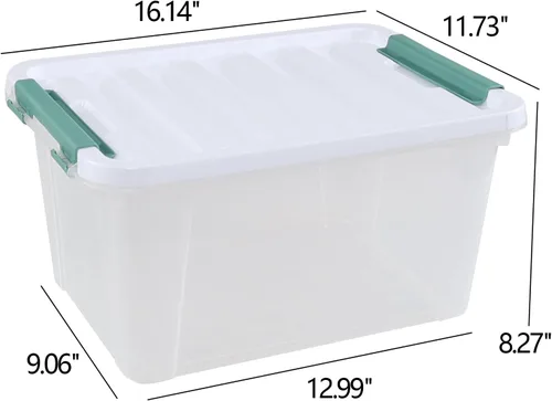 Miniatura 2 de Paquete de 6 cajas de almacenamiento de plástico de 20 L, caja de almacenamiento transparente con tapas
