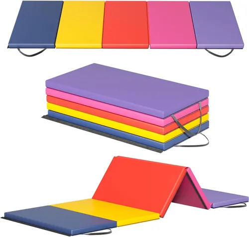 Miniatura 11 de Gymnastics Tumbling Mat Portable Gymnastics Mat Foldable Tumbling Mat 2ft W 6ft L/4ft W 6ft L/4ft W 8ft L/4ft W 10ft Exercise Mat Yoga Mat with