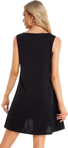 Miniatura 6 de elescat Vestidos de verano para mujer, estilo casual, sin mangas, estampado floral, holgado, con bolsillo