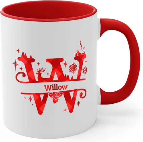 Miniatura 23 de Taza de café con inicial de decoración navideña con nombre, taza personalizada para mujeres y hombres, regalos con monograma, tazas de café