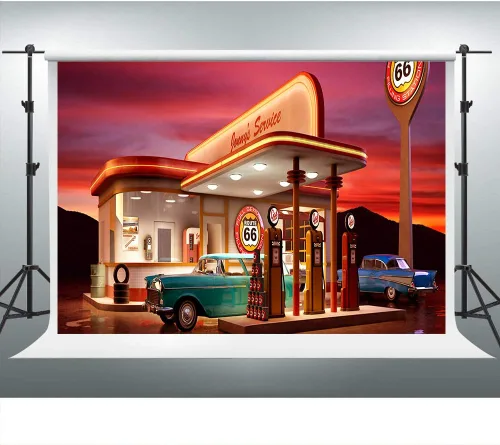 Telón de fondo de los años 50 para fotografía, fondo retro de los años 50, telón de fondo vintage para automóvil, 7 x 5 pies, decoración de fiesta,
