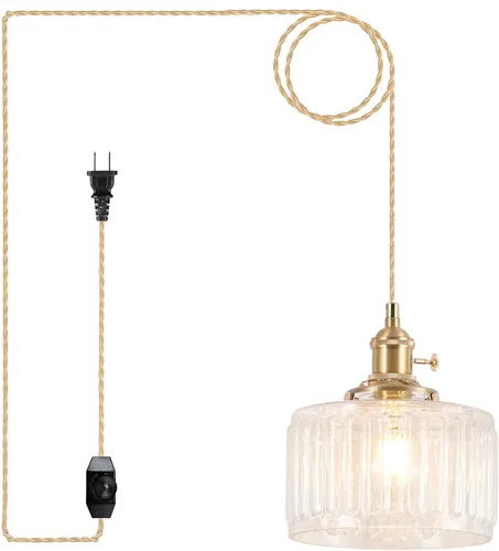 Miniatura 10 de Luces Colgantes para Isla de Cocina, Luz Colgante de Cristal Verde Accesorios de Iluminación Vintage, 9.4 pulgadas E26 Acabado Lámpara Colgante