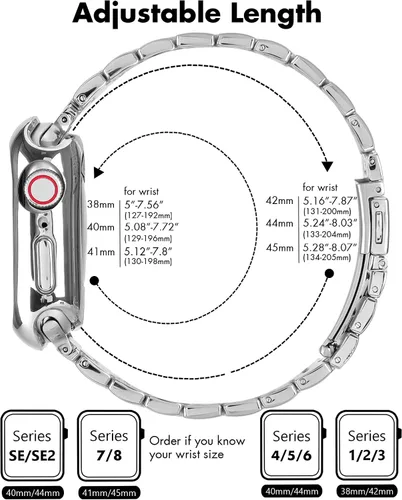 Miniatura 4 de Compatible con Apple Watch Band de 1.772 pulgadas, 1.732 pulgadas, 1.654 pulgadas, 1.614 pulgadas, 1.575 pulgadas, 1.496 pulgadas, para mujer