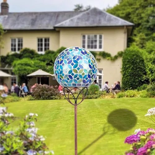 Miniatura 6 de VCUTEKA Luces solares para exteriores, decoración de jardín, mosaico, luces solares de jardín, bola de vidrio impermeable, luz LED de estaca