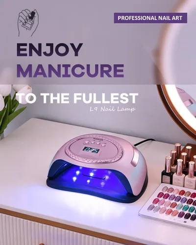 Miniatura 8 de Lámpara de uñas LED UV profesional para uñas de gel, luz de curado rápido de alta potencia de 288 W con diseño único morado galvanizado, 4