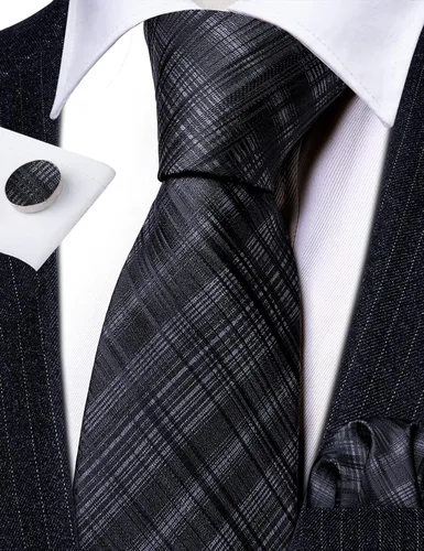 Miniatura 189 de Barry.Wang Juego de corbatas para hombre, corbata de seda a rayas, tejido a cuadros, gemelos formales, negocios, boda