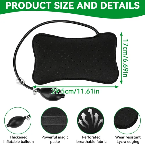 Miniatura 5 de Agatige 1 almohada inflable de apoyo lumbar, transpirable, firme, lavable, portátil, soporte lumbar con sistema de aire ajustable para hombres