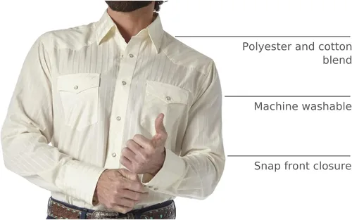 Miniatura 8 de Wrangler Camisas deportivas de manga larga con botones a presión y dos bolsillos para hombre