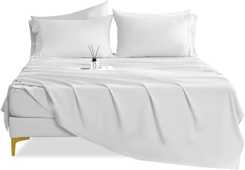 Miniatura 10 de CozySmile Juego de sábanas transpirables y refrescantes, sábanas de lujo de 4 piezas con bolsillo profundo para cama de tamaño matrimonial, se Beige