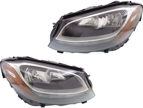 Miniatura 6 de KarParts360 Conjunto de faros delanteros para Mercedes-Benz C300 2015 16 17 2018 lado del conductor con bombillas carcasa negra sedán