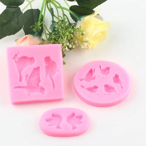 Miniatura 4 de Mujiang Moldes de silicona para fondant de pájaro 3D para decoración de tartas, chocolate, caramelo, resina, polimérica, juego de 3 Estilo b