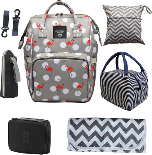 Miniatura 9 de Juego de bolsa de pañales, mochila multifunción para el cuidado del bebé para mamá papá, gran capacidad, mochila de viaje unisex, azul, (blue #2)