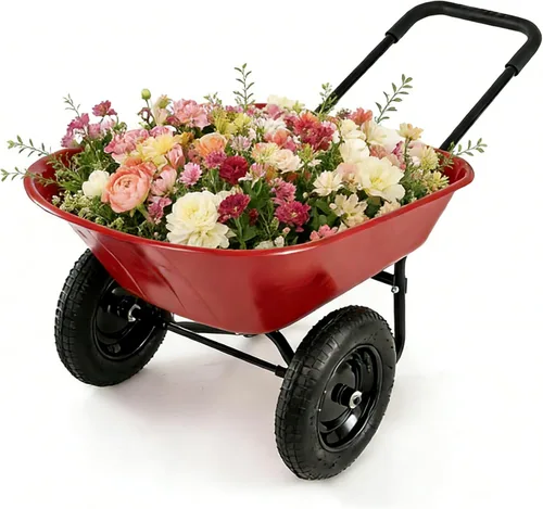 Miniatura 10 de ERGOMASTER Carretilla de doble rueda, carrito de jardín utilitario para el hogar, capacidad de 330 libras, carrito grande y resistente para Negro